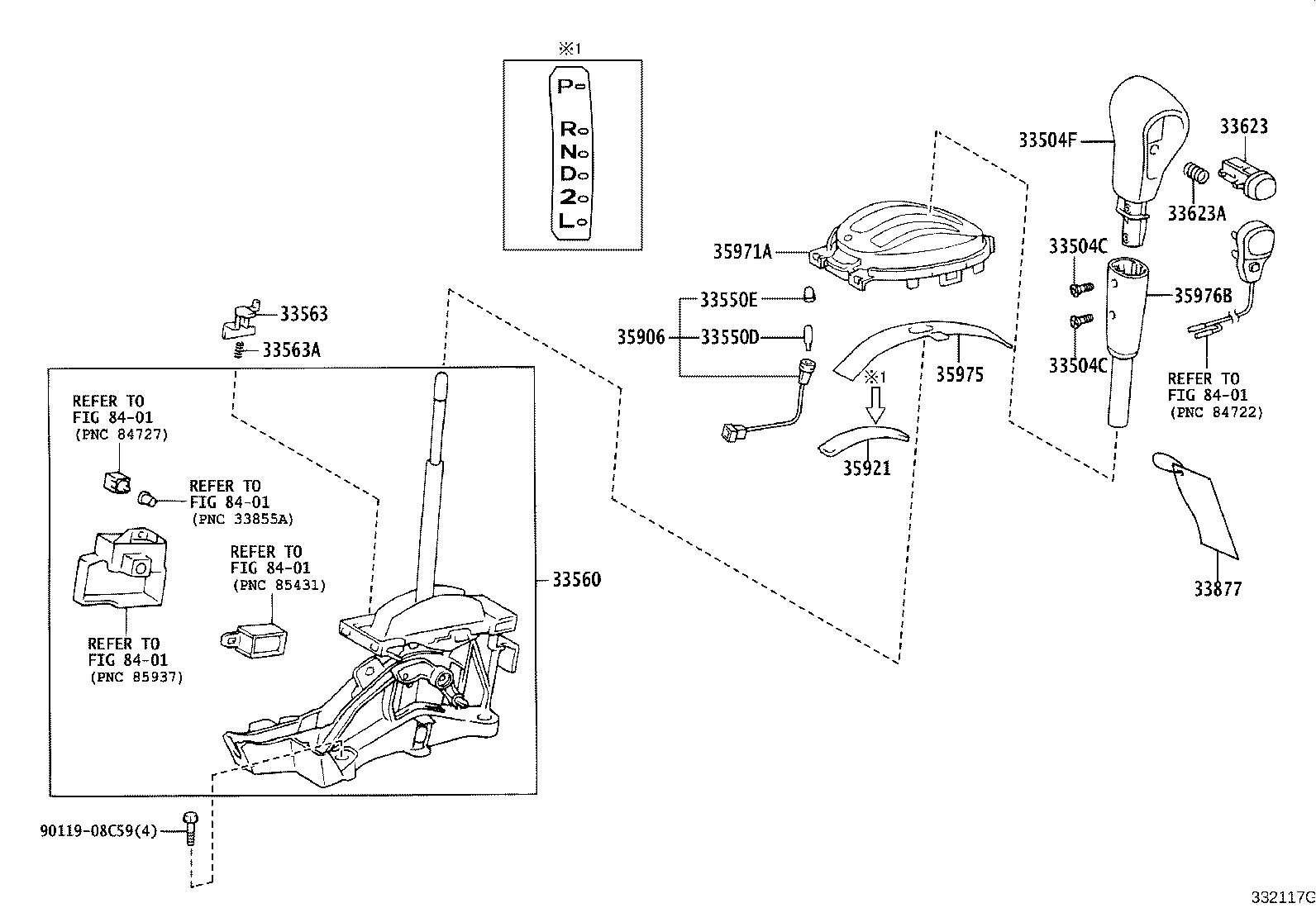 33560-52080 UNIT ASSY, SHIFT LOCK CONTROL product image