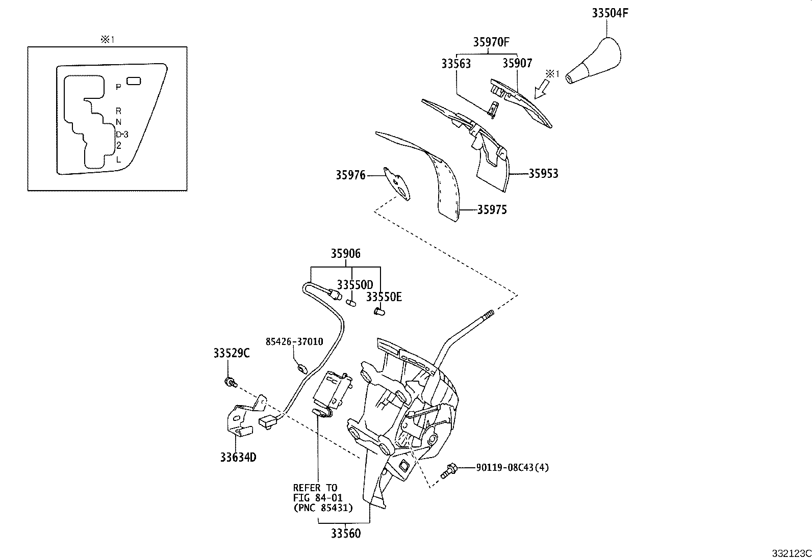 33829-46020 SUPPORT, TRANSMISSION CONTROL CABLE product image