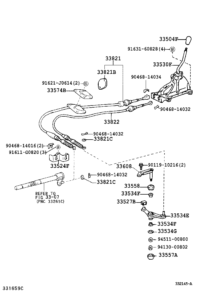33530-33120 LEVER ASSY, SHIFT (FOR FLOOR SHIFT) product image