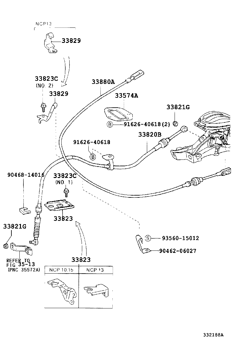 33821-52051 CABLE TRANSMISSION CONTROL SHIFT (FOR FLOOR SHIFT) product image