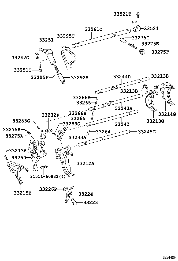 Toyota 33243-35090 SHAFT, GEAR SHIFT FORK, NO.2