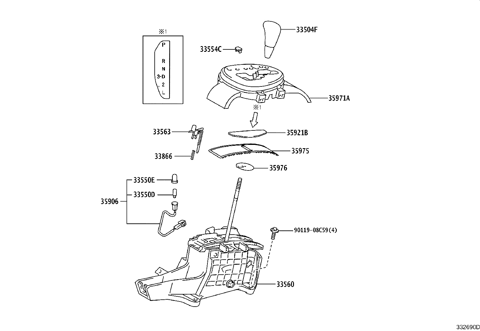 Toyota 33530-52210 LEVER ASSY, SHIFT (FOR FLOOR SHIFT)
