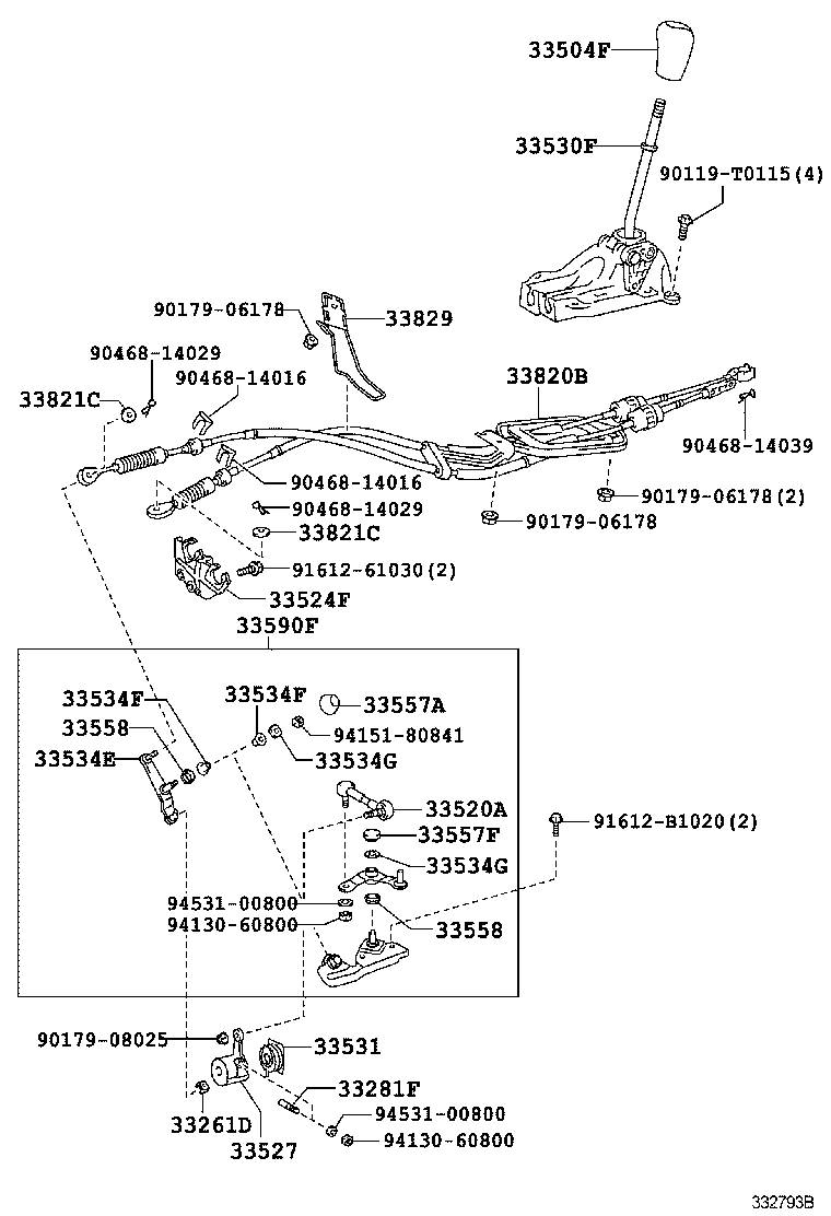 33504-0D080-B0 KNOB SUB-ASSY, SHIFT LEVER product image