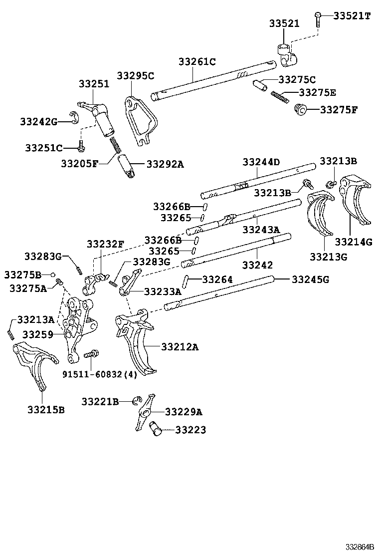 Toyota 33243-35092 SHAFT, GEAR SHIFT FORK, NO.2
