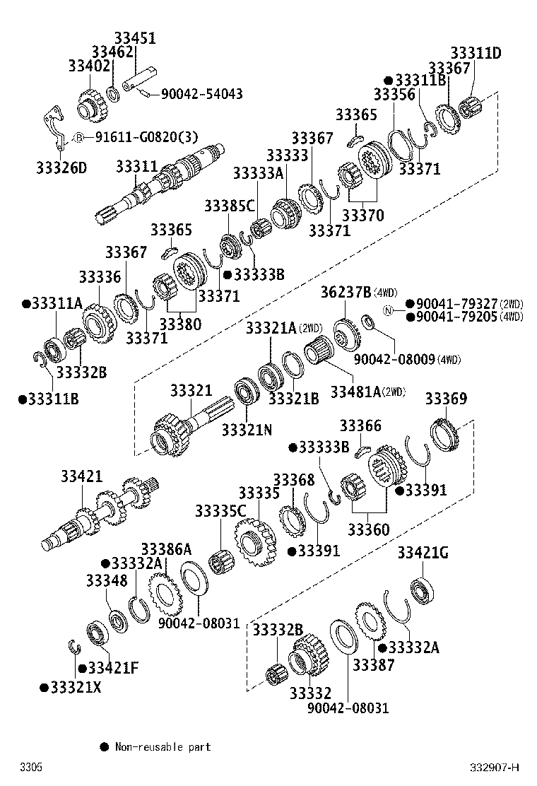 Toyota 90043-63281 BEARING (FOR OUTPUT SHAFT FRONT)