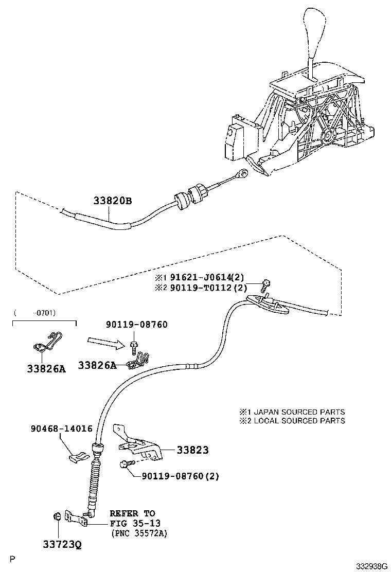 33560-06140 LEVER ASSY, SHIFT, LOWER product image