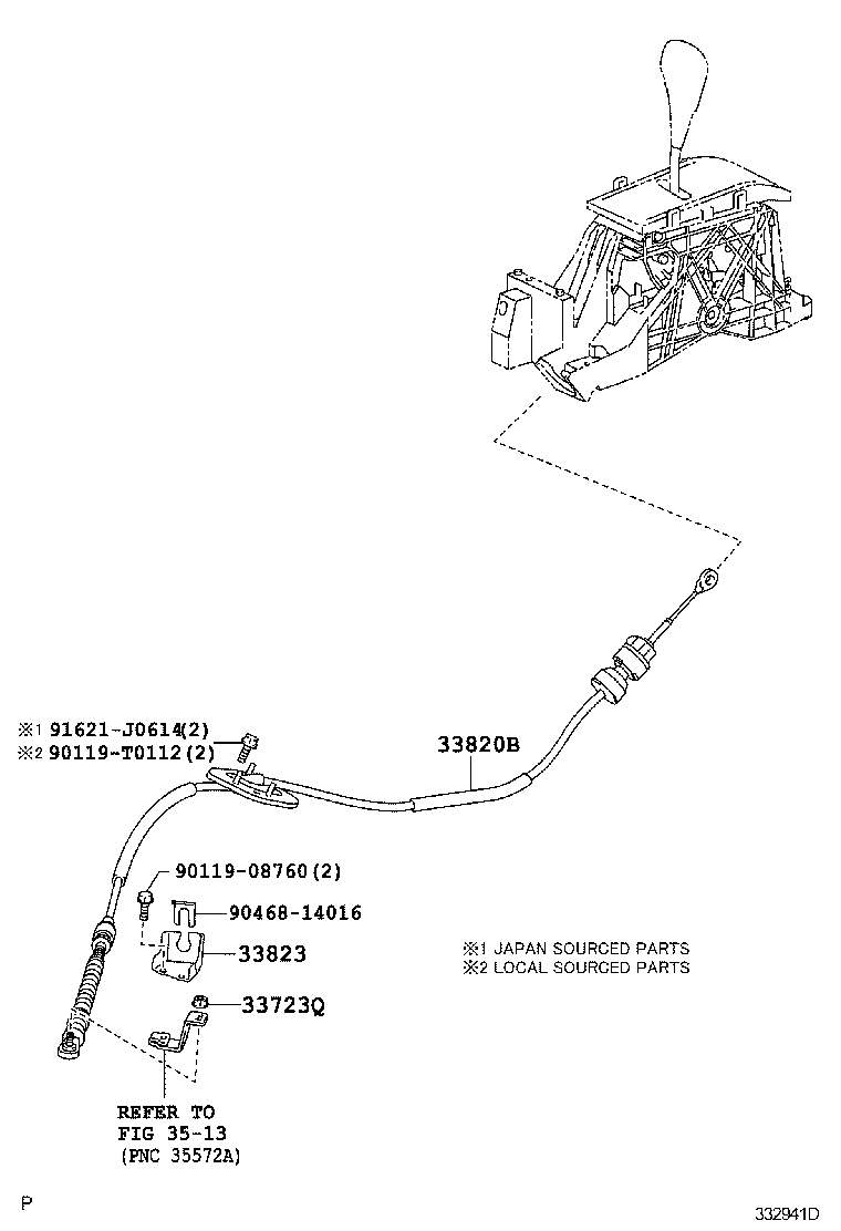 33560-06140 LEVER ASSY, SHIFT, LOWER product image