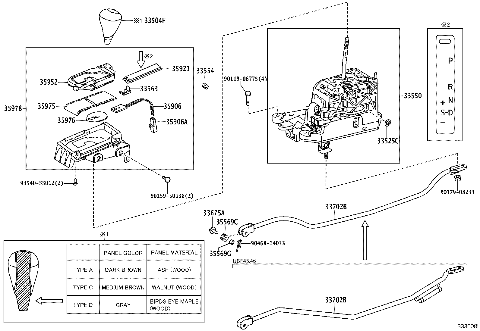 Toyota 33504-30352-28 KNOB SUB-ASSY, SHIFT LEVER