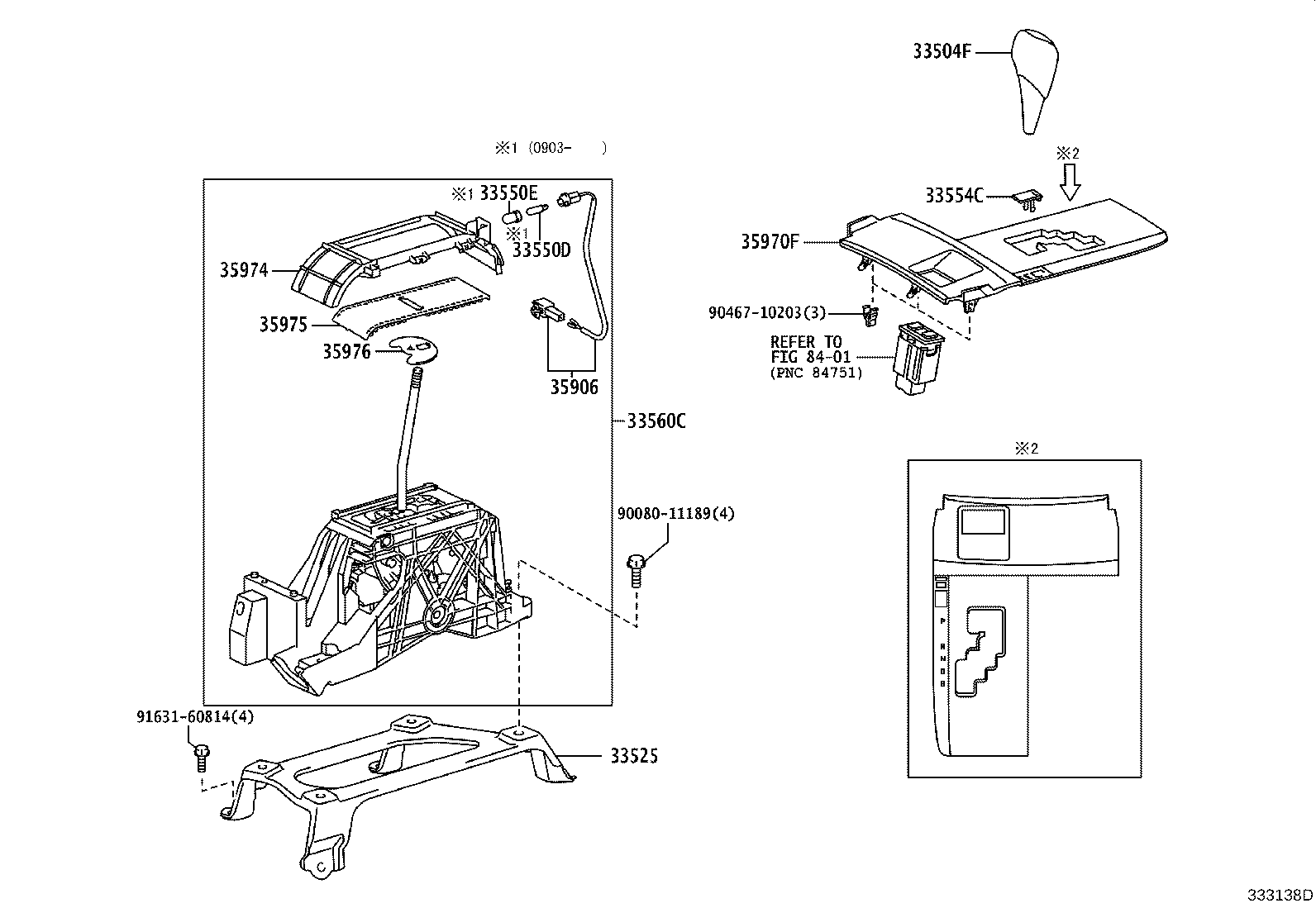Toyota 33504-06020-B2 KNOB SUB-ASSY, SHIFT LEVER