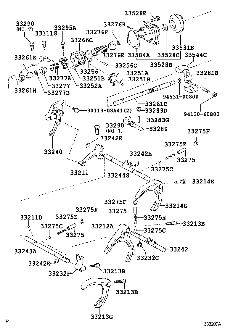 33230-20050 SHAFT ASSY, GEAR SHIFT FORK, NO.1 product image