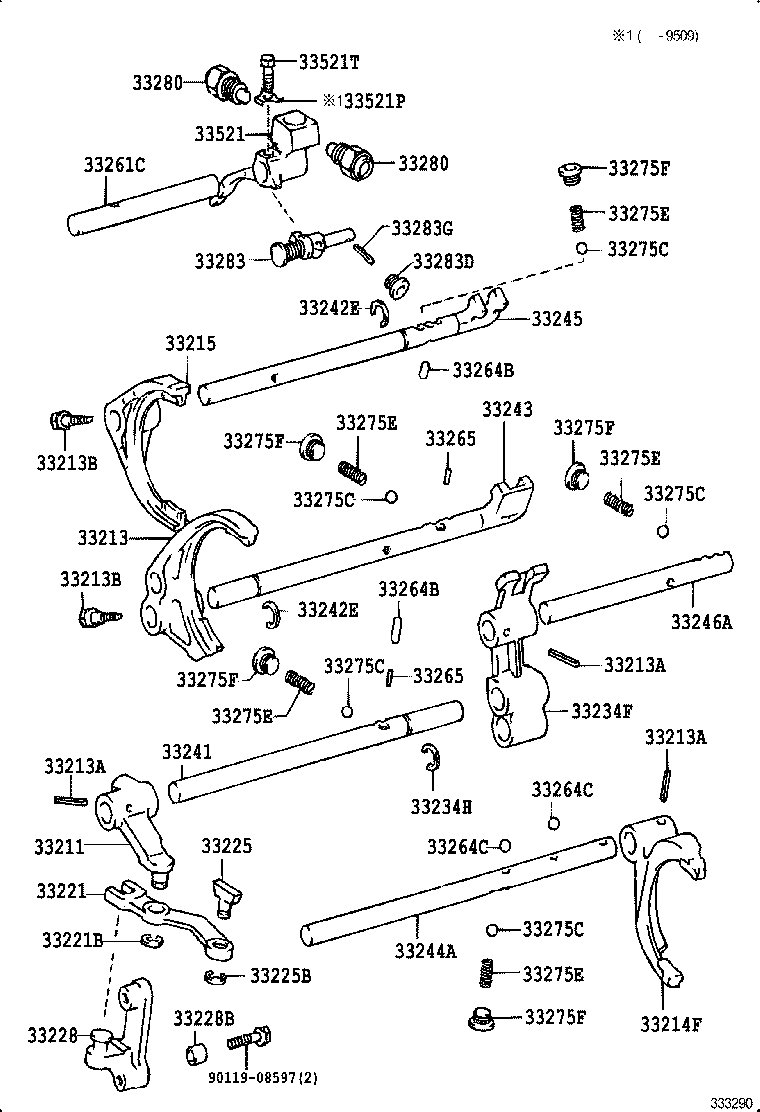 33261-60090 SHAFT, SHIFT & SELECT LEVER product image