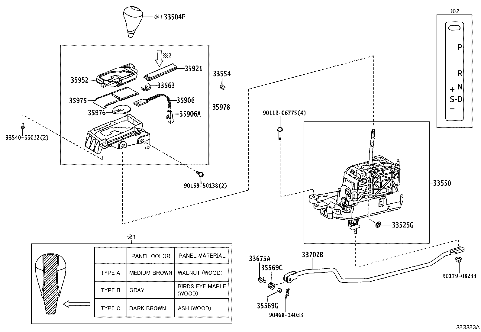 Toyota 33504-50110-B0 KNOB SUB-ASSY, SHIFT LEVER