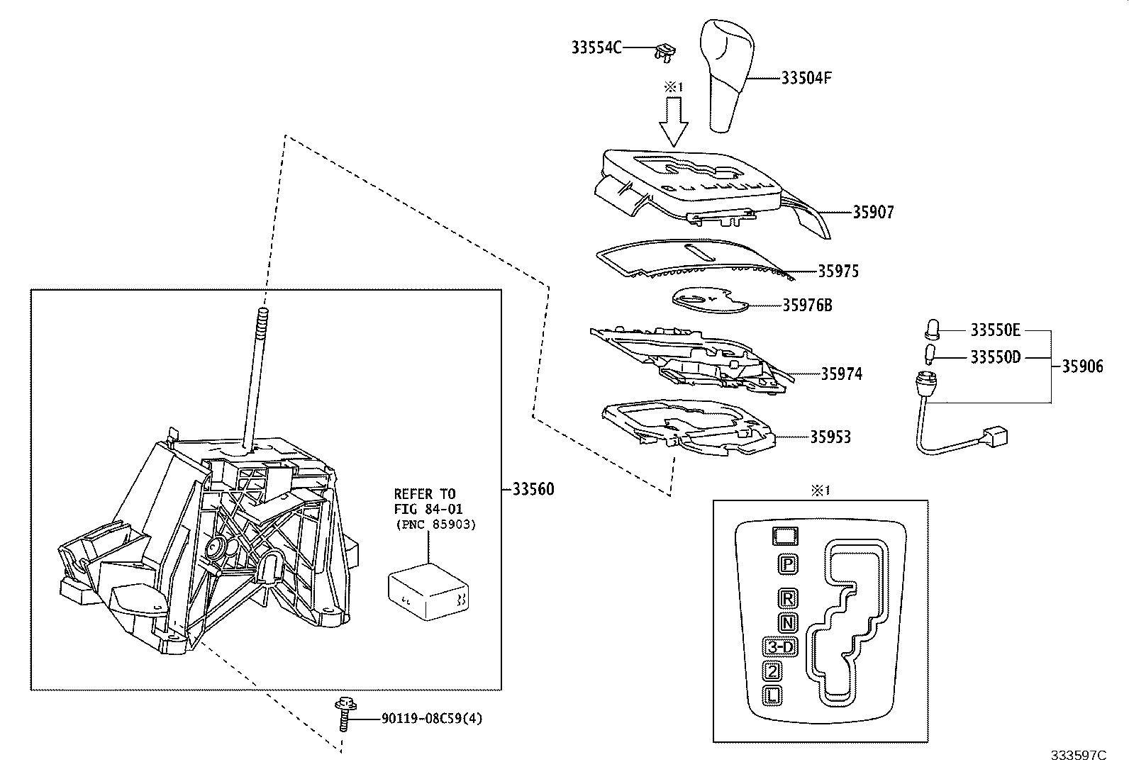 Toyota 33504-12470-B4 KNOB SUB-ASSY, SHIFT LEVER