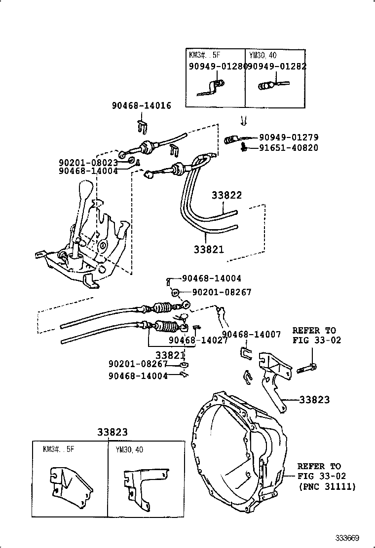 33822-27170 CABLE TRANSMISSION CONTROL SELECT (FOR FLOOR SHIFT) product image