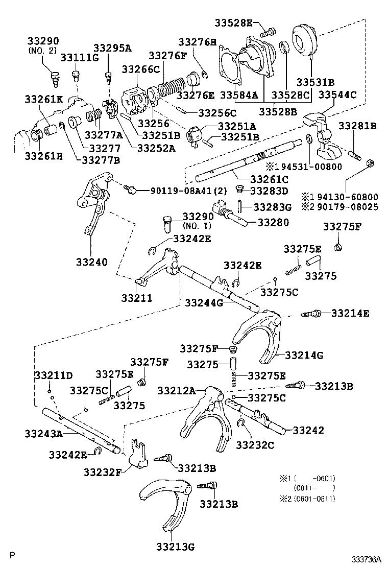 Toyota 33243-20070 SHAFT, GEAR SHIFT FORK, NO.2