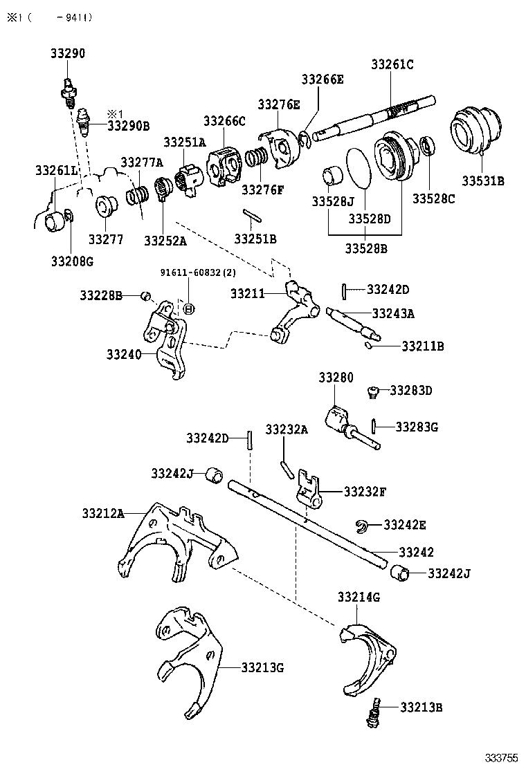 33244-33010 SHAFT, GEAR SHIFT FORK, NO.3 product image