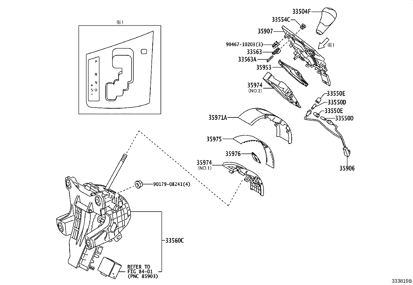 Toyota 33504-30352-C8 KNOB SUB-ASSY, SHIFT LEVER