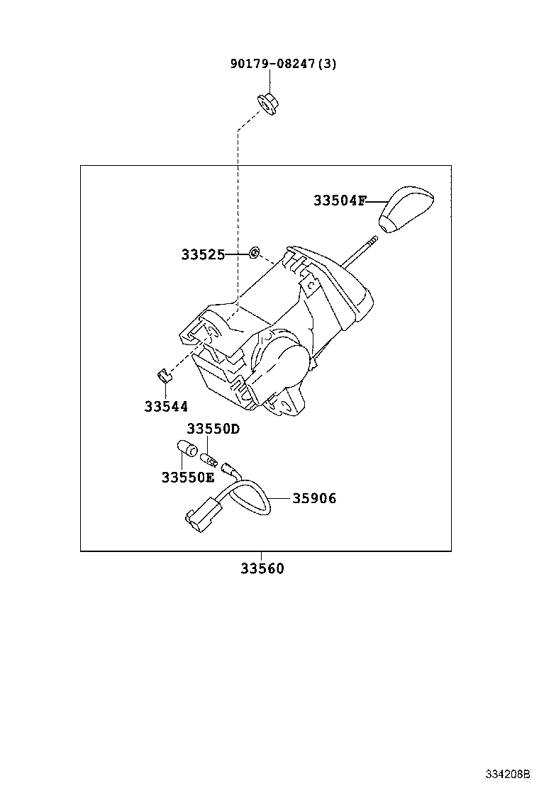 Toyota 33504-49025 KNOB SUB-ASSY, SHIFT LEVER