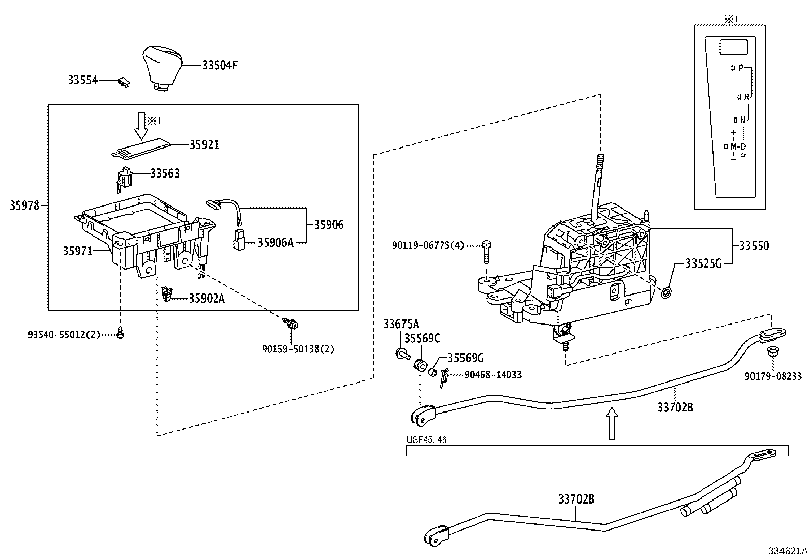 Toyota 33504-50340 KNOB SUB-ASSY, SHIFT LEVER
