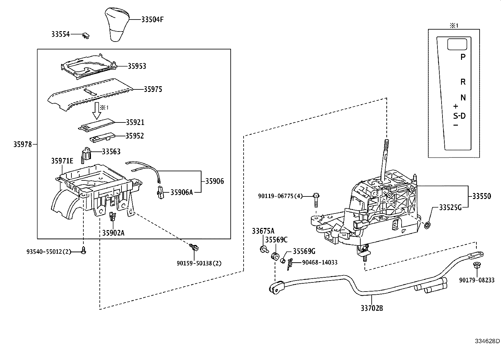 Toyota 33504-50360 KNOB SUB-ASSY, SHIFT LEVER