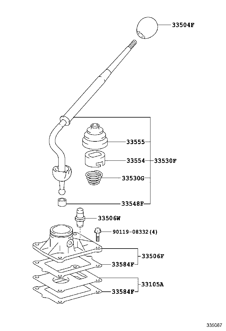 33530-60210 LEVER ASSY, SHIFT (FOR FLOOR SHIFT) product image