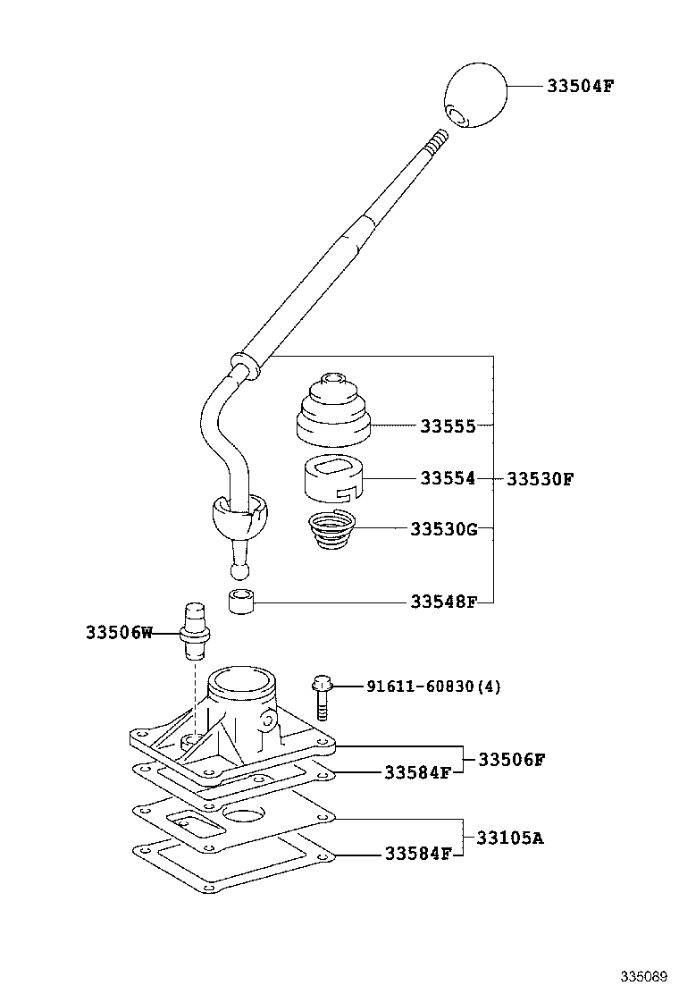 33530-60210 LEVER ASSY, SHIFT (FOR FLOOR SHIFT) product image