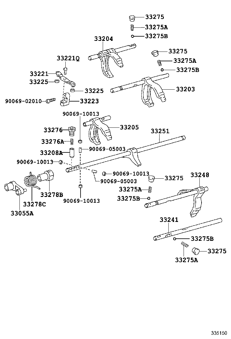 33201-0W010 SHAFT SUB-ASSY, SHIFT LEVER, NO.1 product image