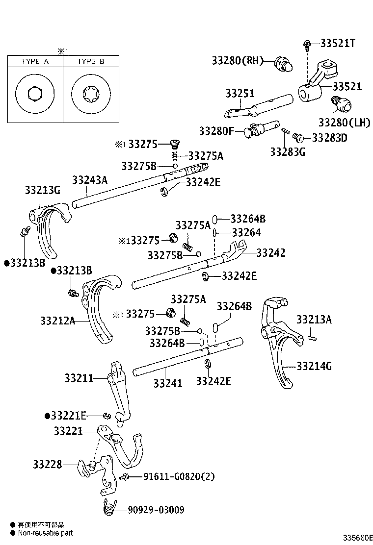 33242-35091 SHAFT, GEAR SHIFT FORK, NO.1 product image