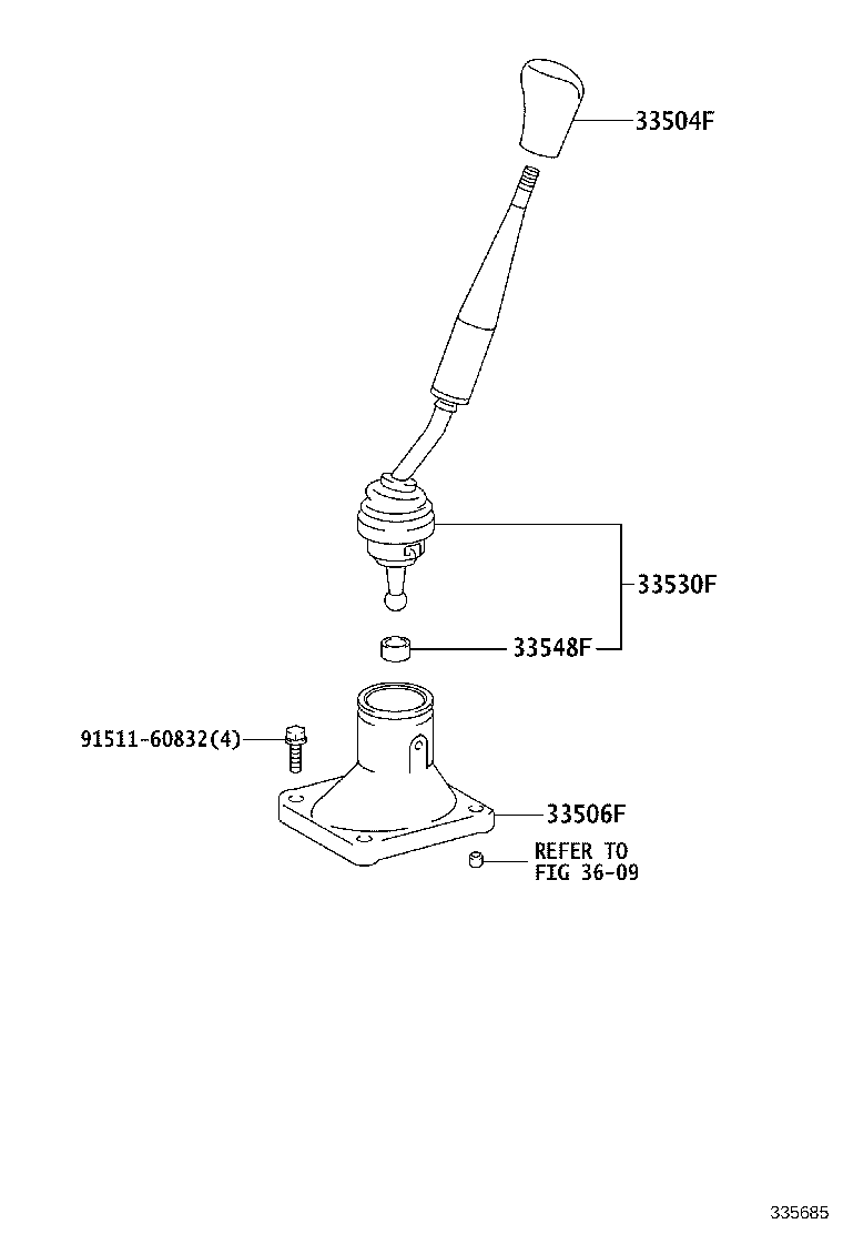 33530-60711 LEVER ASSY, SHIFT (FOR FLOOR SHIFT) product image