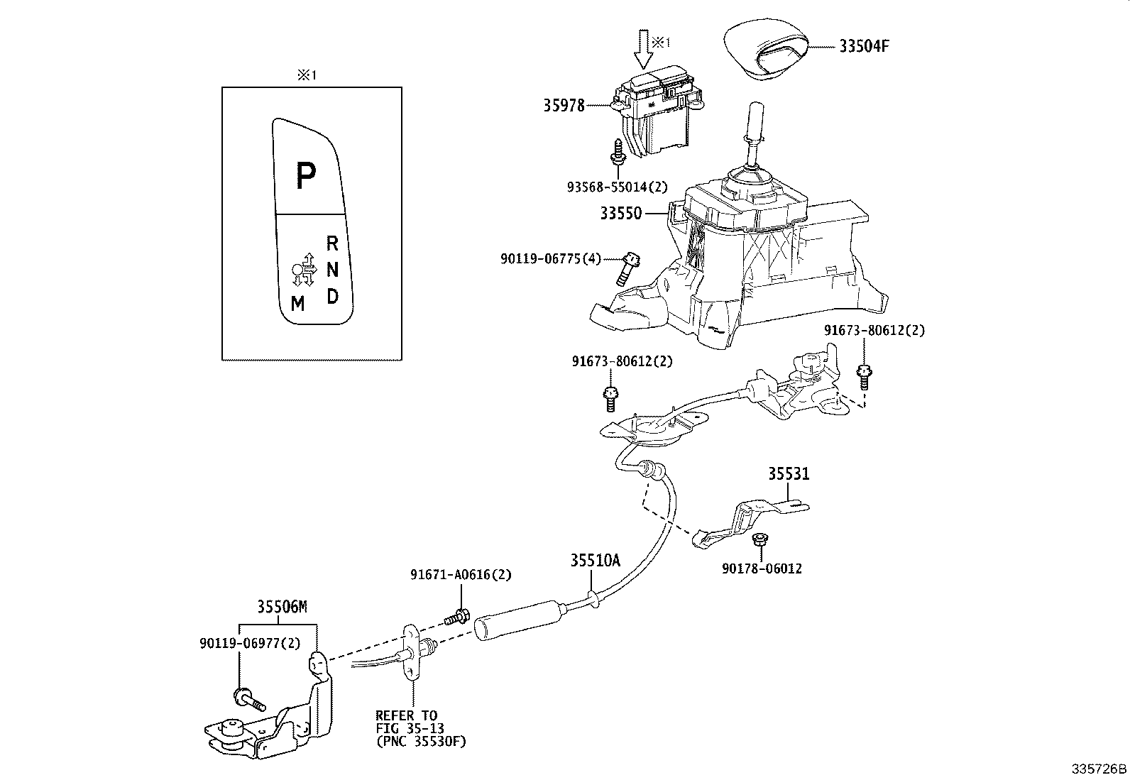 35510-50090 LEVER ASSY, PARKING LOCK RELEASE product image