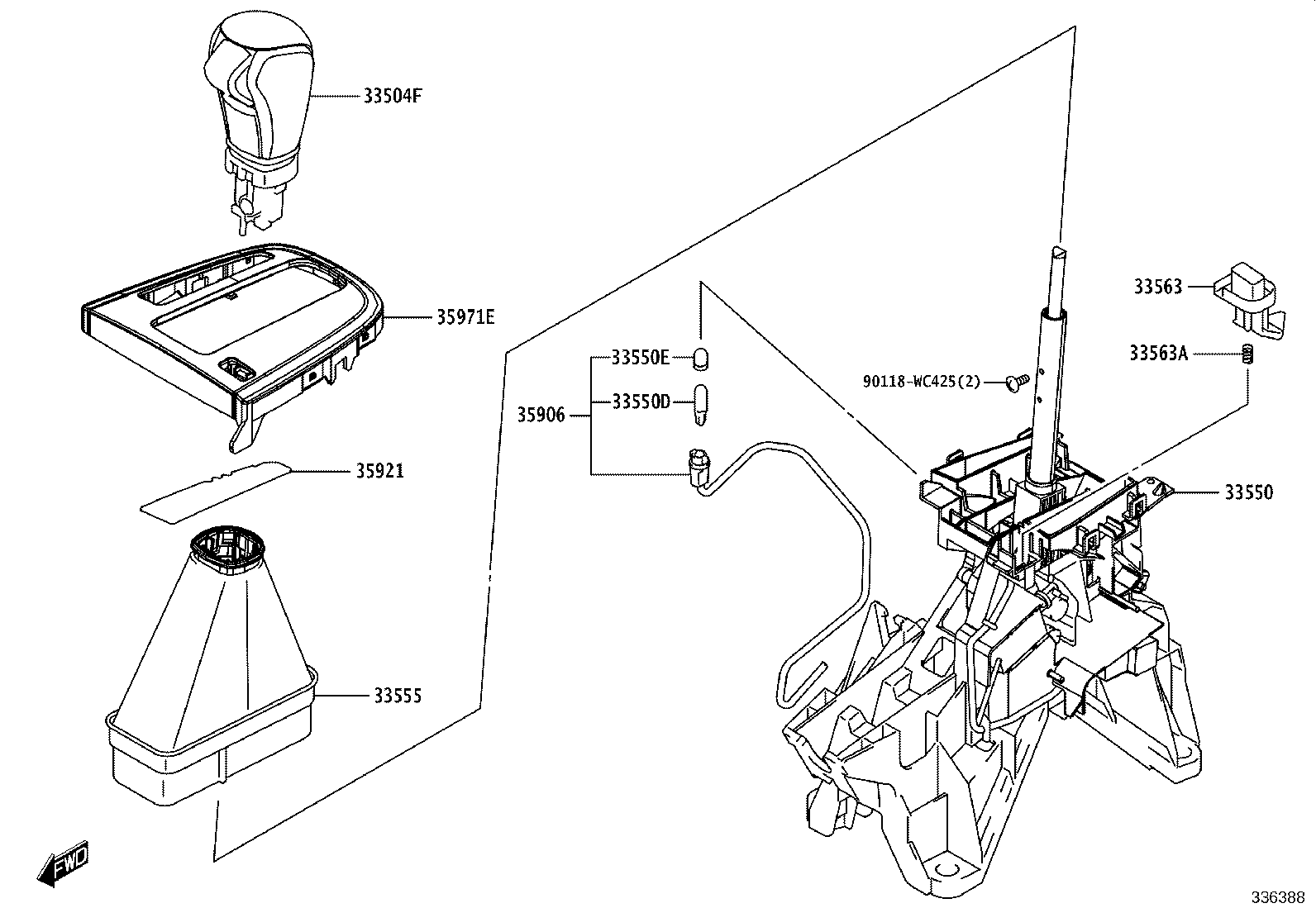 33504-WC004 KNOB SUB-ASSY, SHIFT LEVER product image