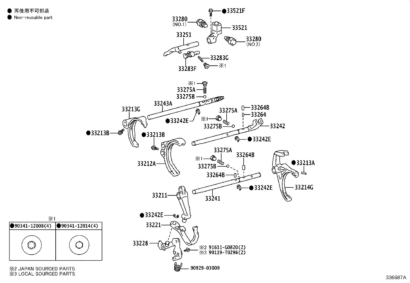 33244-0K062 SHAFT, REVERSE SHIFT FORK product image