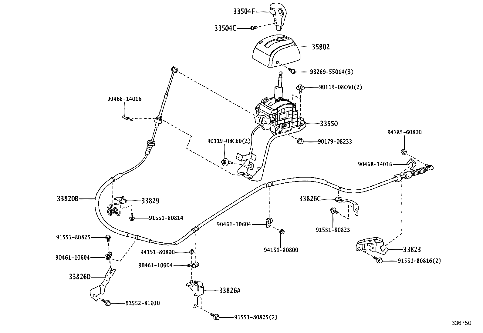 33804-25050 BRACKET, TRANSMISSION CONTROL CABLE, NO.1 product image
