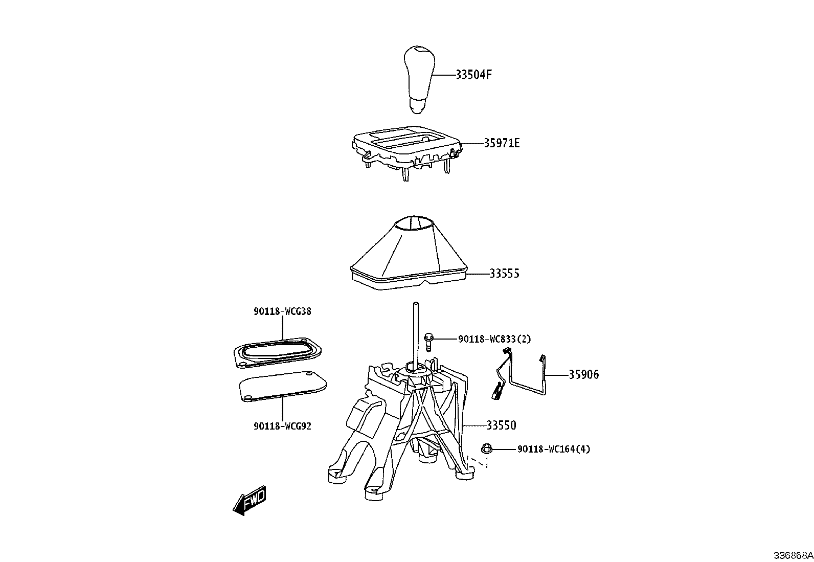 33504-WC014 KNOB SUB-ASSY, SHIFT LEVER product image