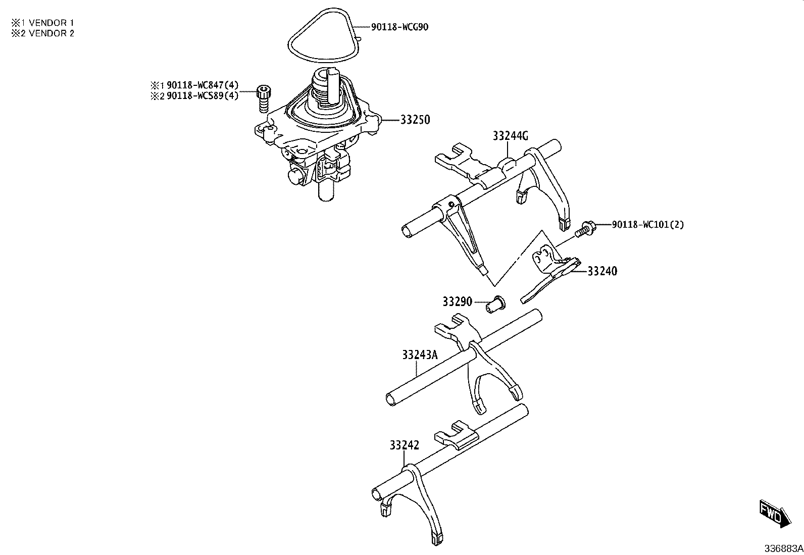 33250-WC003 SHAFT ASSY, SHIFT & SELECT LEVER product image