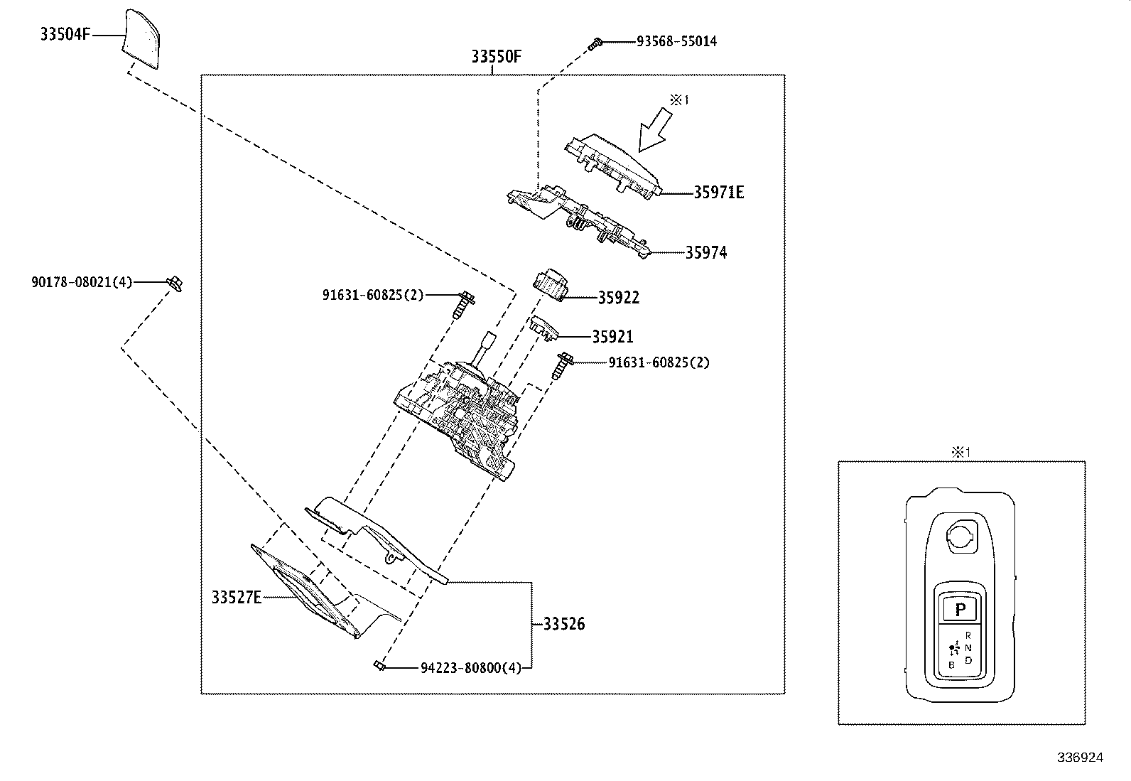 33504-52620 KNOB SUB-ASSY, SHIFT LEVER product image