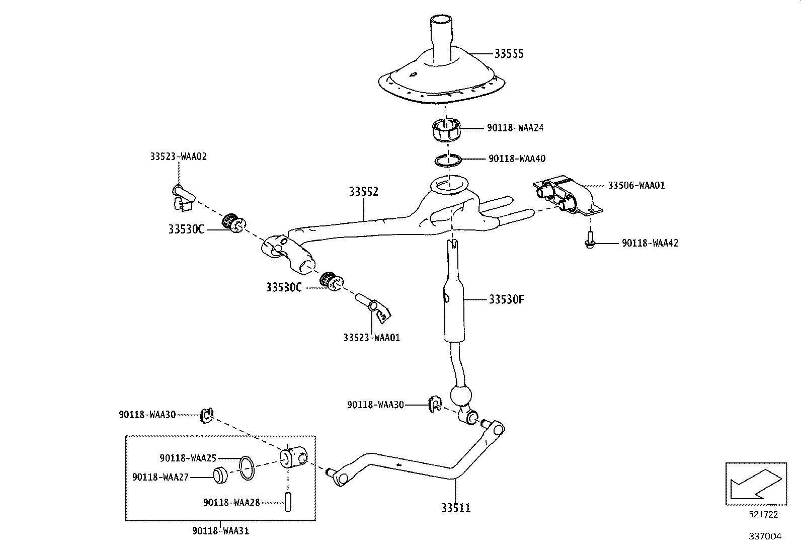 33504-WAA02 KNOB SUB-ASSY, SHIFT LEVER product image