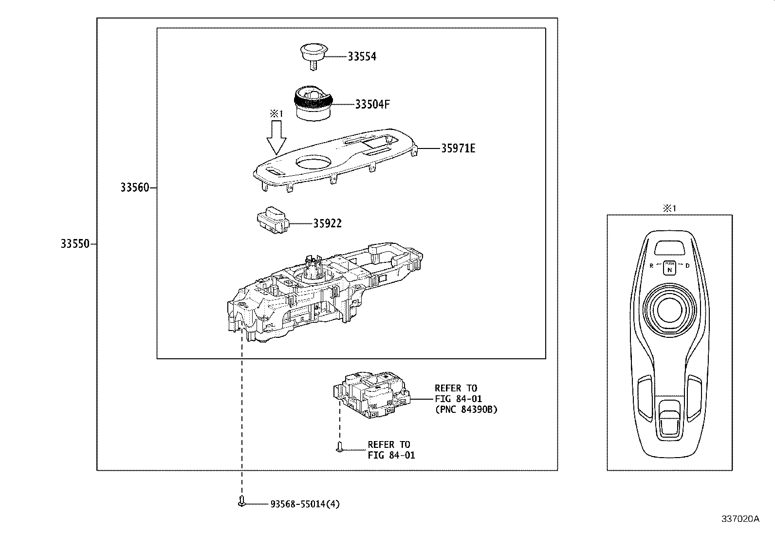 Toyota 33504-46030 KNOB SUB-ASSY, SHIFT LEVER