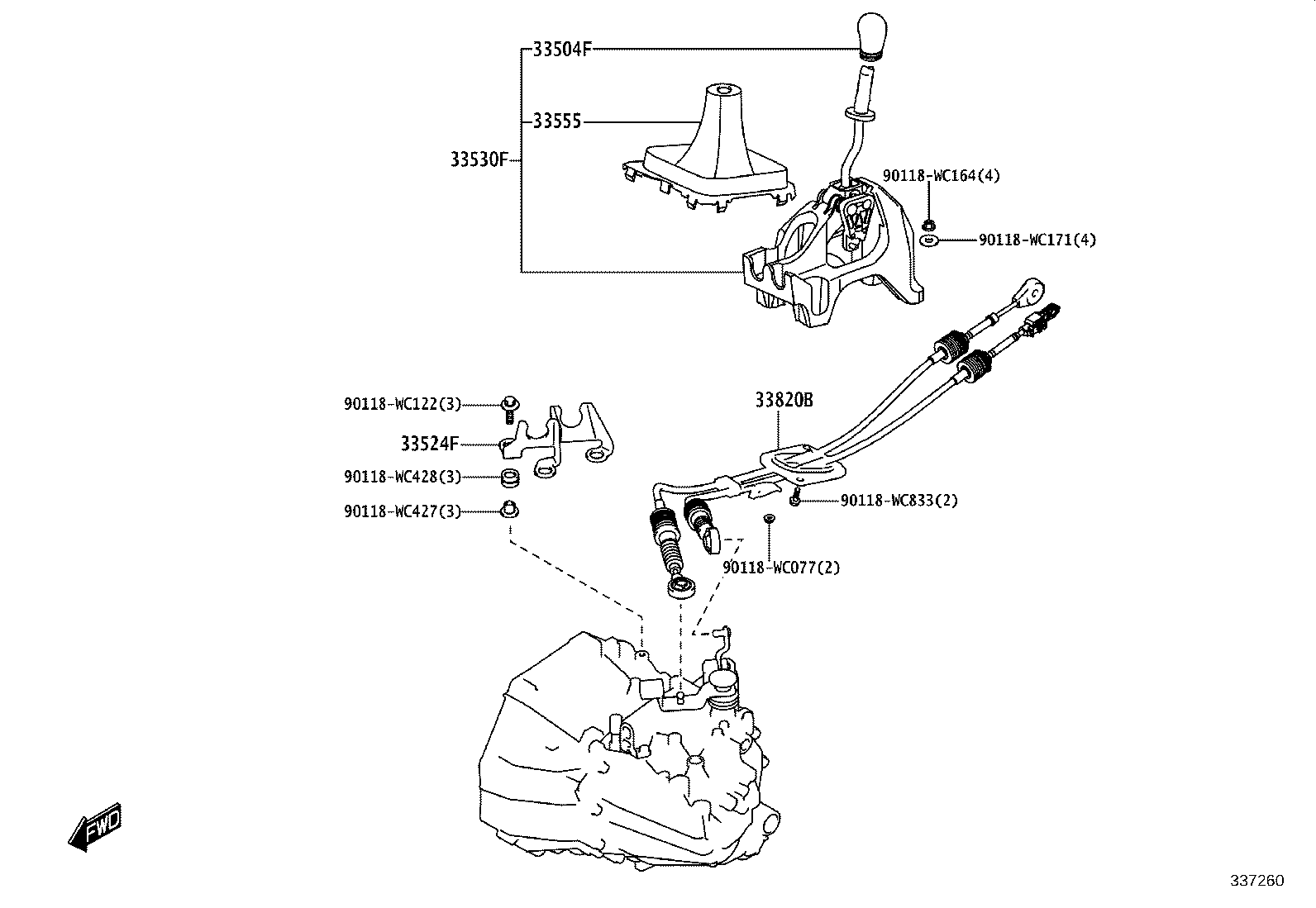 33550-WC032 LEVER ASSY, SHIFT (FOR FLOOR SHIFT) product image
