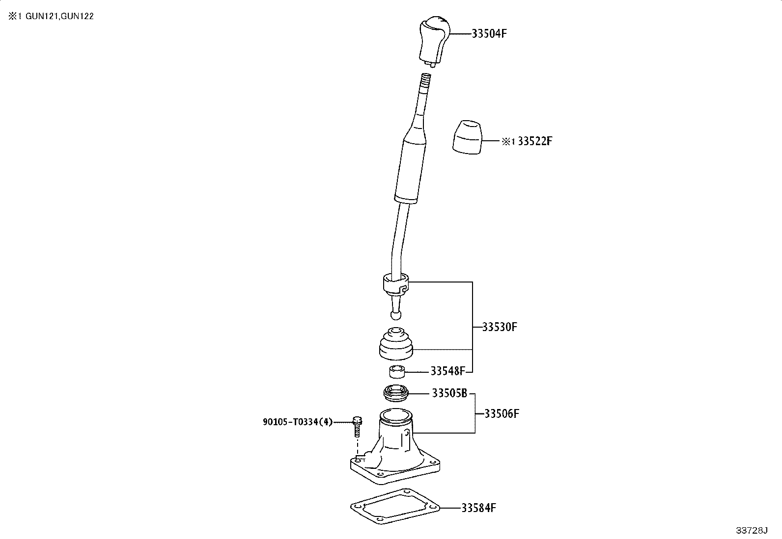33504-0K050-C0 KNOB SUB-ASSY, SHIFT LEVER product image
