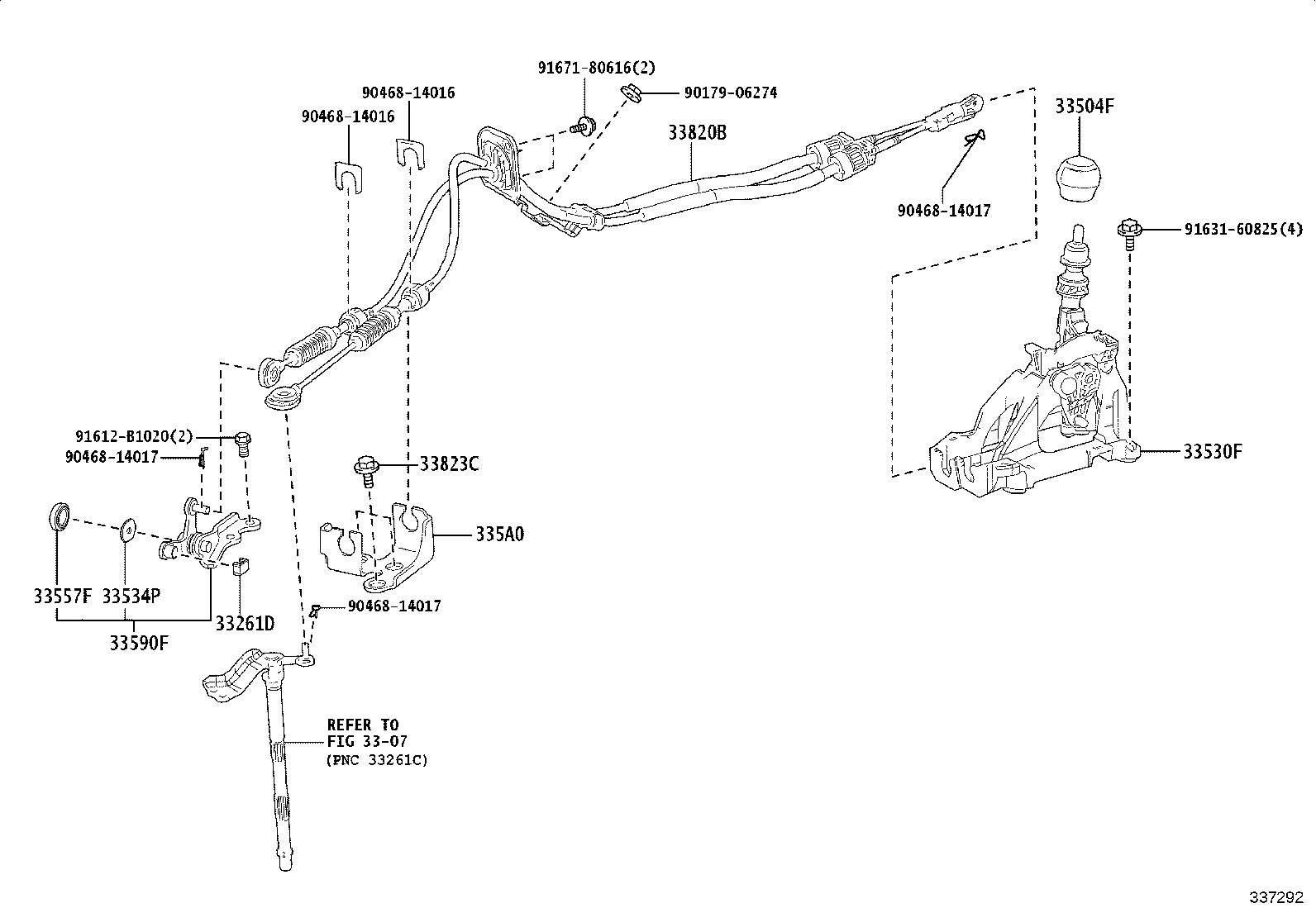 33820-52B40 CABLE ASSY, TRANSMISSION CONTROL product image