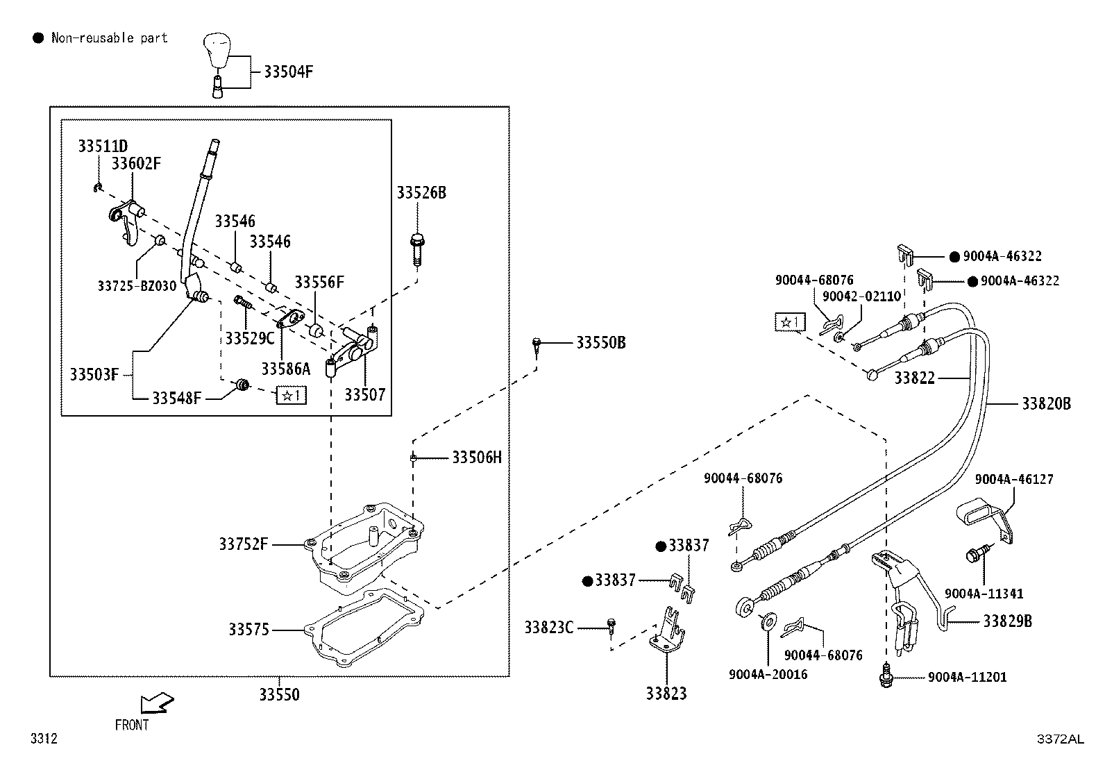 9004A-46390 CLIP, TRANSMISSION CONTROL CABLE ADJUST product image