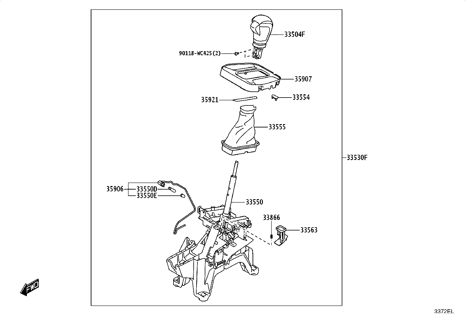 33504-WC019 KNOB SUB-ASSY, SHIFT LEVER product image