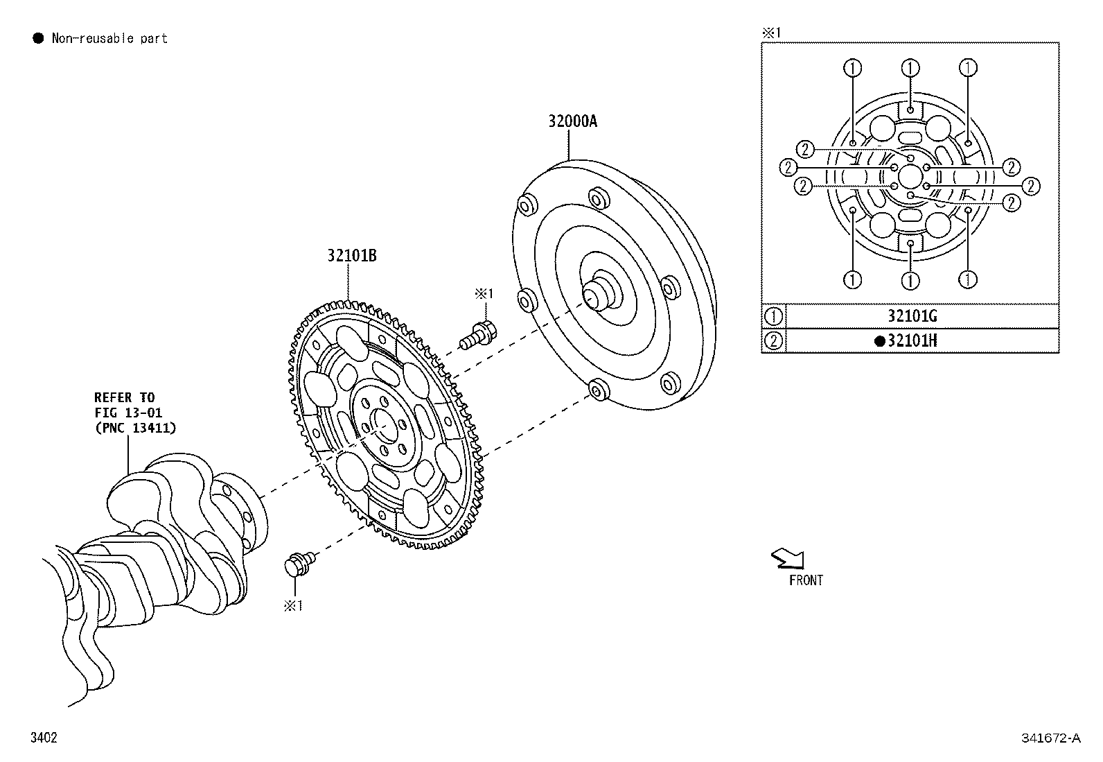 32101-BZ110 GEAR SUB-ASSY, DRIVE PLATE & RING product image