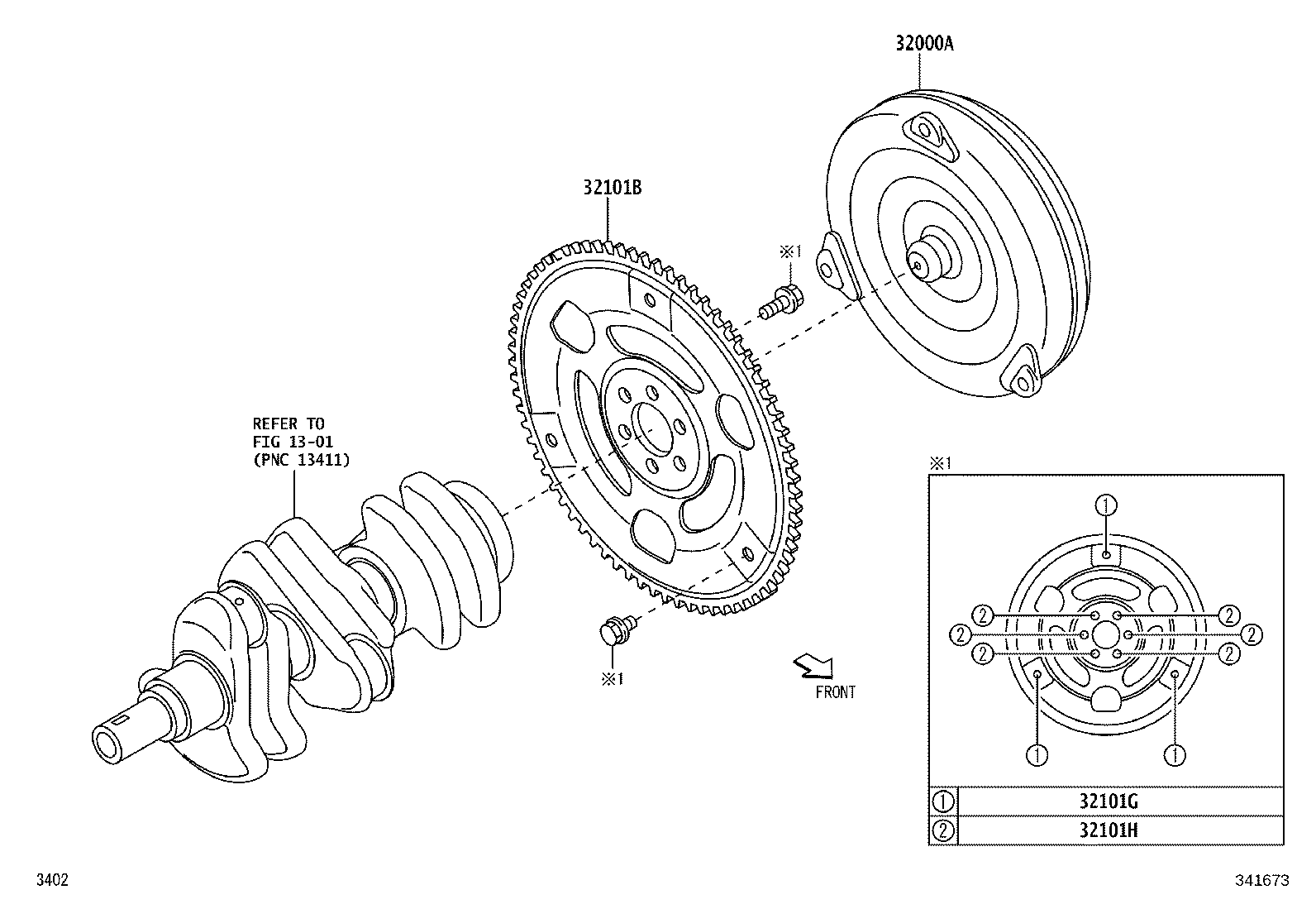 32101-BZ110 GEAR SUB-ASSY, DRIVE PLATE & RING product image