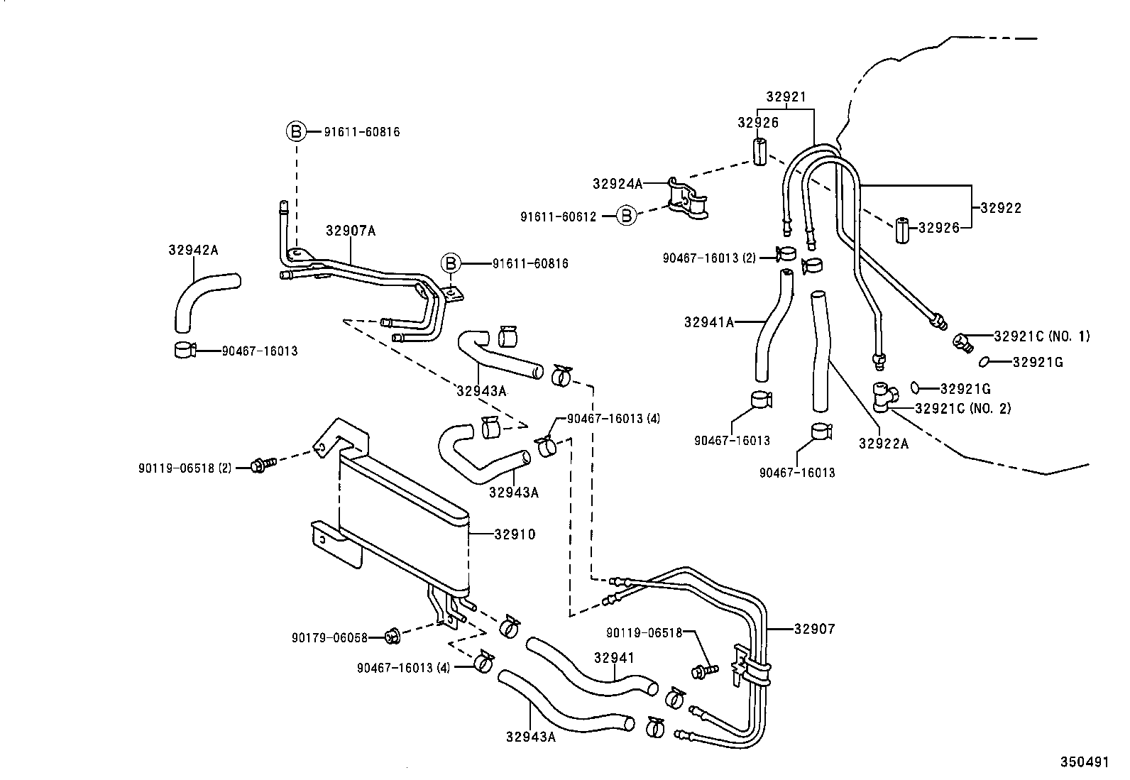 90445-17101 HOSE, OIL COOLER INLET, NO.1 product image