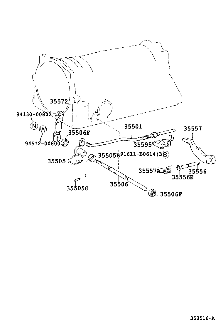35572-50020 LEVER, TRANSMISSION CONTROL SHAFT, RH product image
