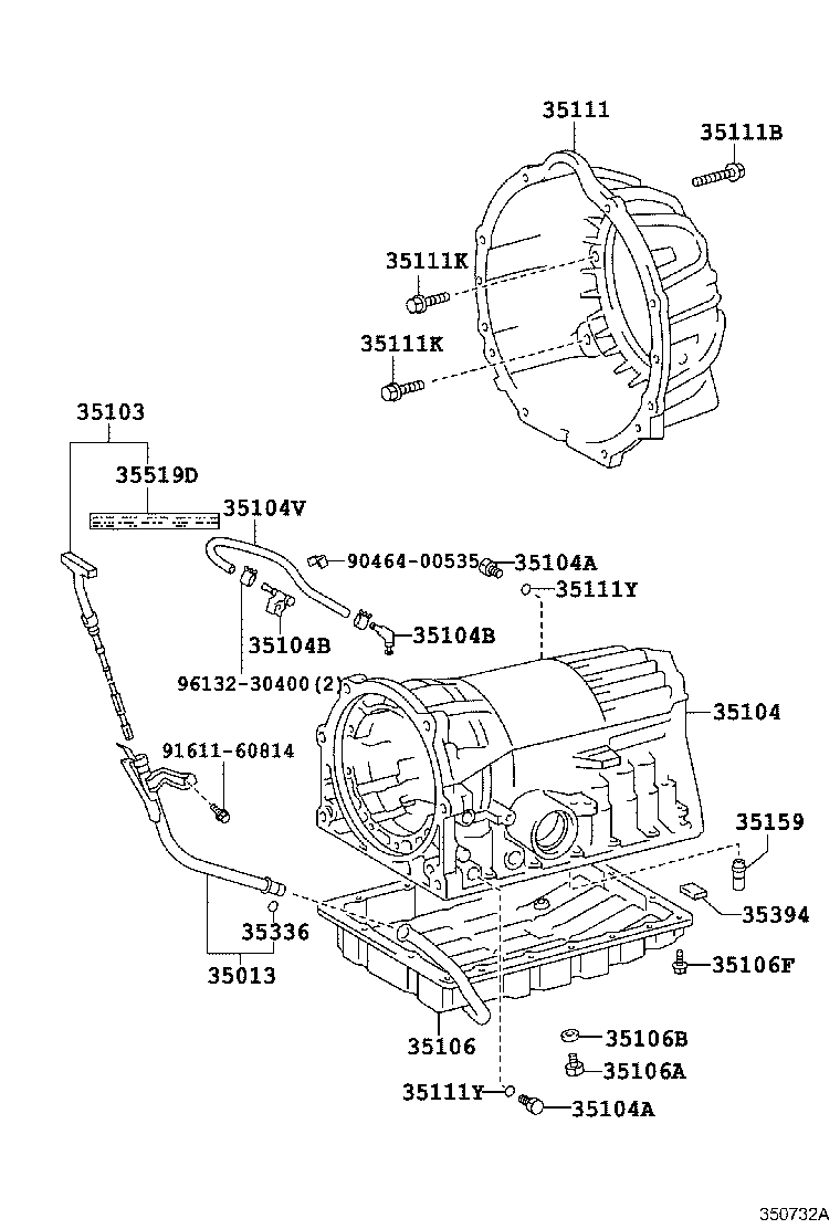Toyota 35013-50050 TUBE SUB-ASSY, TRANSMISSION OIL FILLER