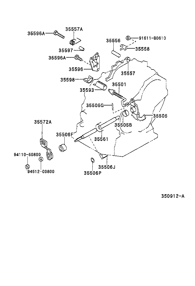 35572-21020 LEVER, TRANSMISSION CONTROL SHAFT product image