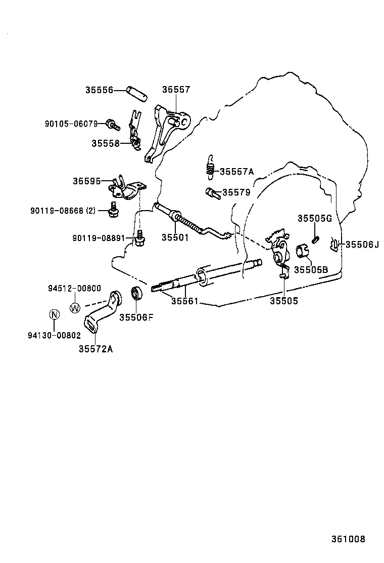 35572-21020 LEVER, TRANSMISSION CONTROL SHAFT product image